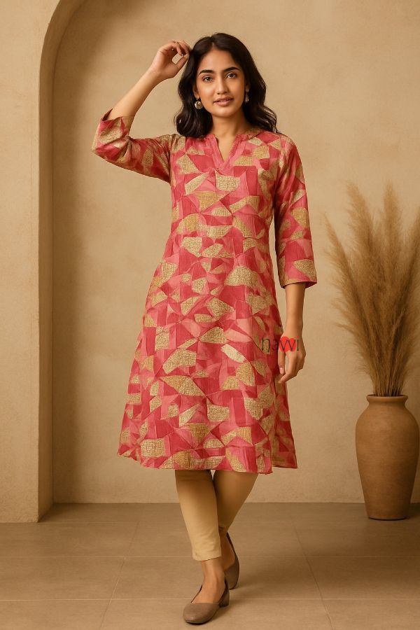 Blush Mosaic Kurta - Navvi.in