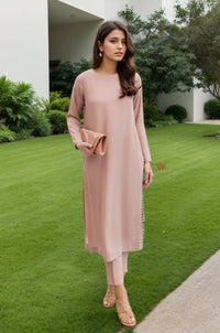 Blush Nude Straight Kurta Pant Set - Navvi.in