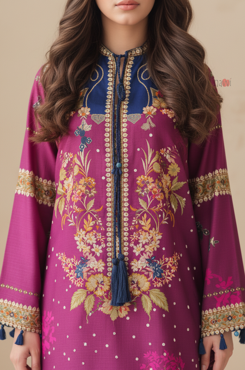 Signature Floral Print Longline Kurta Top – Elegant Occasion Wear