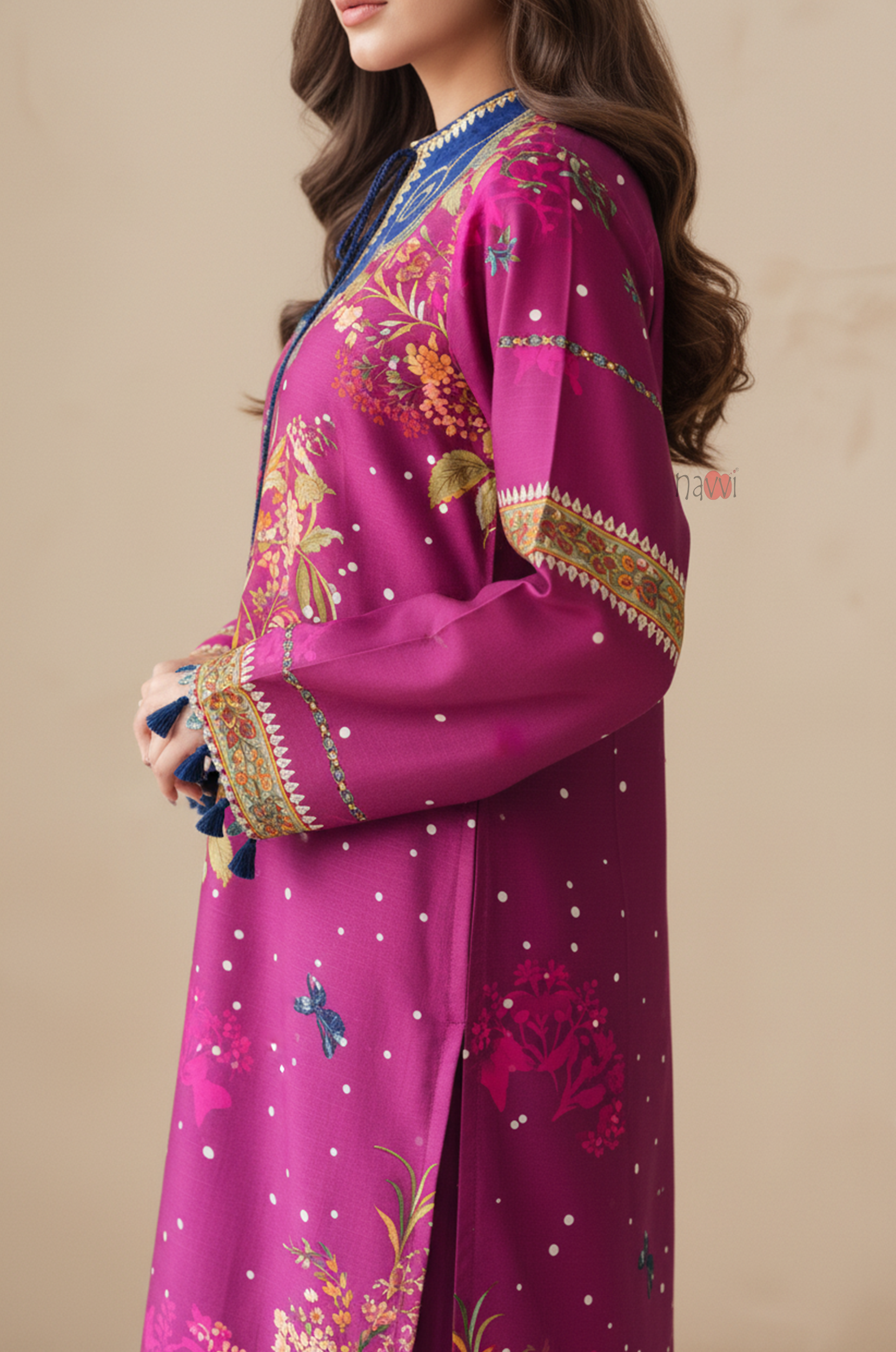 Signature Floral Print Longline Kurta Top – Elegant Occasion Wear