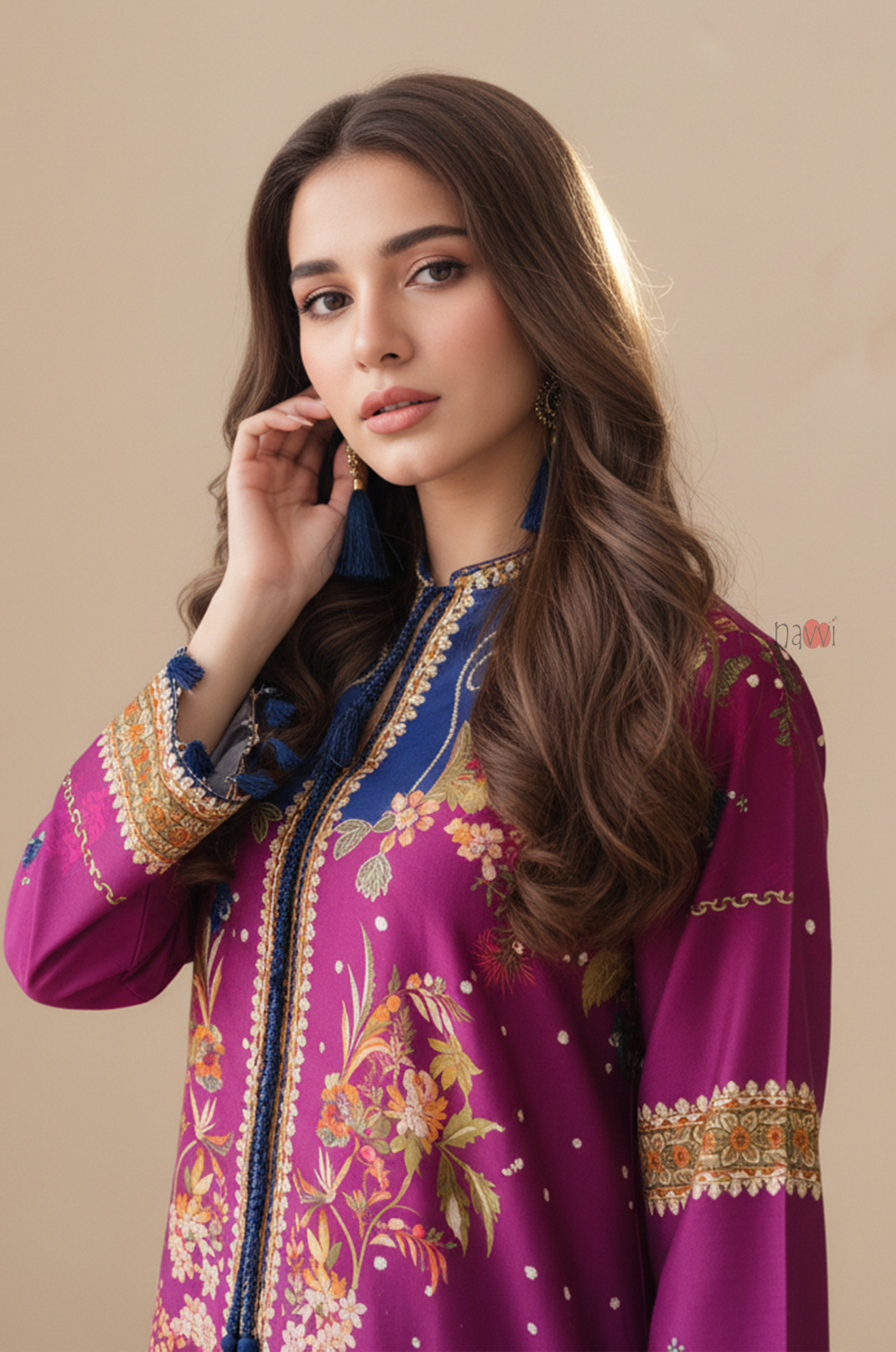 Signature Floral Print Longline Kurta Top – Elegant Occasion Wear