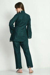 Bottle Green Embellished Co - ord Set - Navvi.in