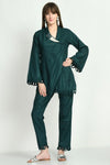 Bottle Green Embellished Co - ord Set - Navvi.in