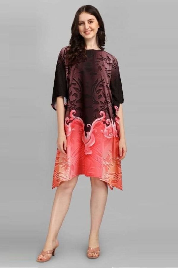Brown Short Kaftan Dress - Navvi.in