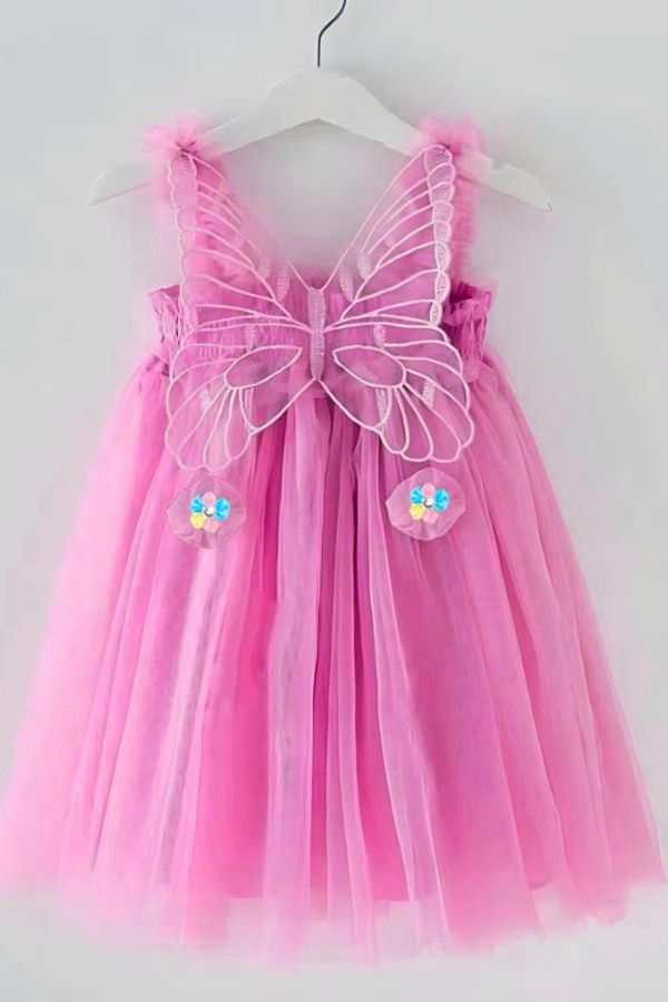 Butterfly Pink Summer Party Dress - Navvi.in