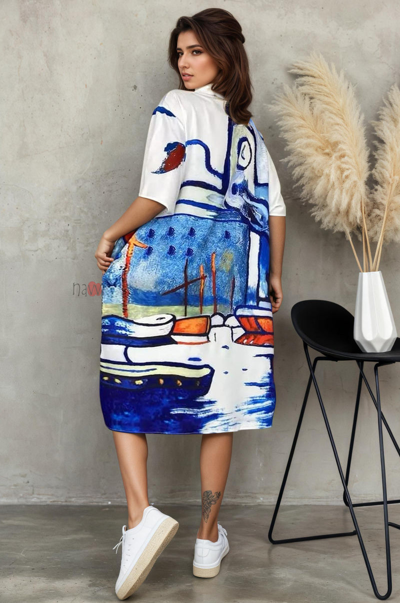 Casual Art Inspired Oversized Shirt Dress