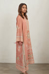 Chic Peach Festive Long Kurta with Detailing