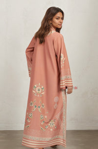 Chic Peach Festive Long Kurta with Detailing