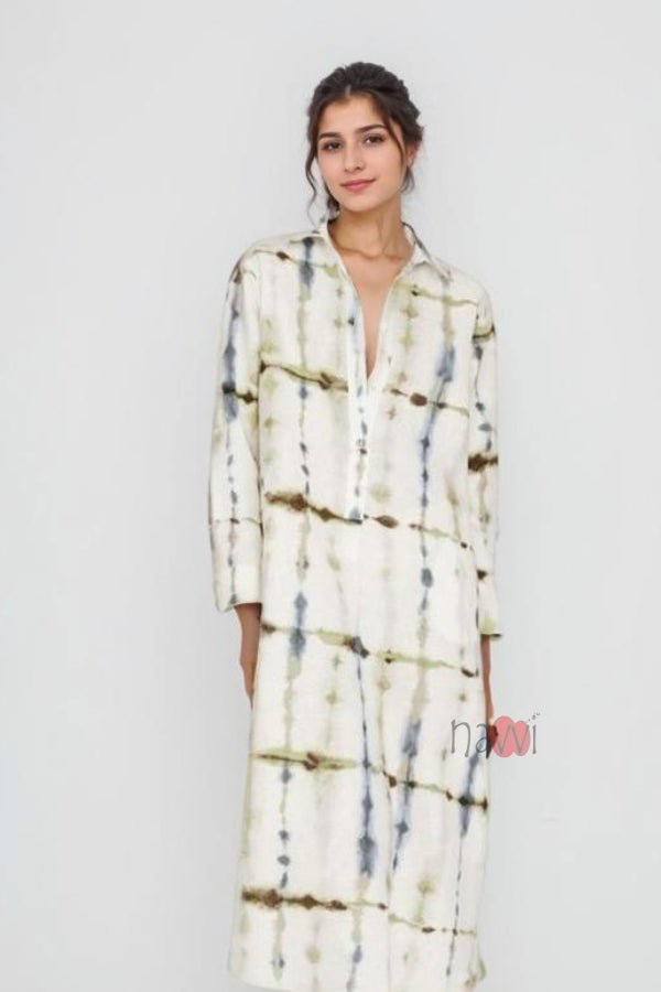 Calf Length Shirt Dress - Navvi.in