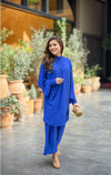 Carlo Royal Blue Knot Co - ord Set - Navvi.in