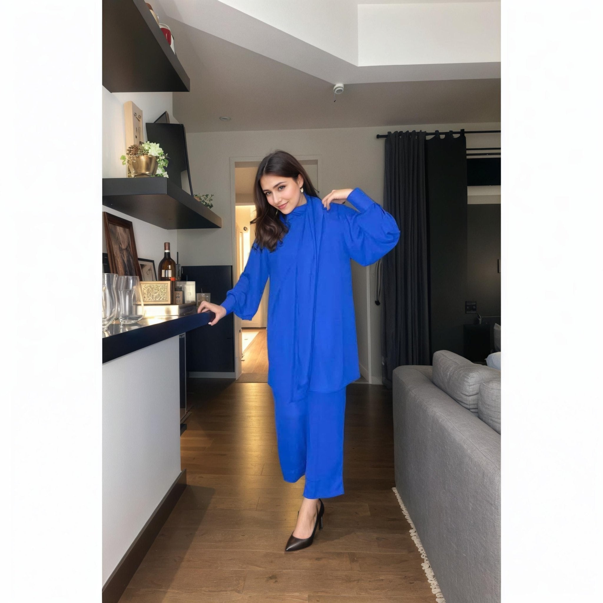 Carlo Royal Blue Knot Co - ord Set - Navvi.in