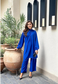Carlo Royal Blue Knot Co - ord Set - Navvi.in