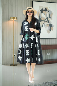 Graphic Arrow Print Shirt Dress – Casual Chic