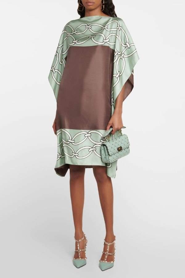 Chain Lock Satin Silk Short Kaftan - Navvi.in