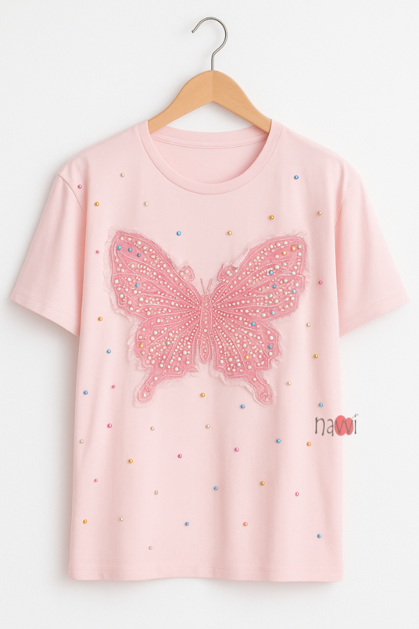 Butterfly Embellished Crush Tee