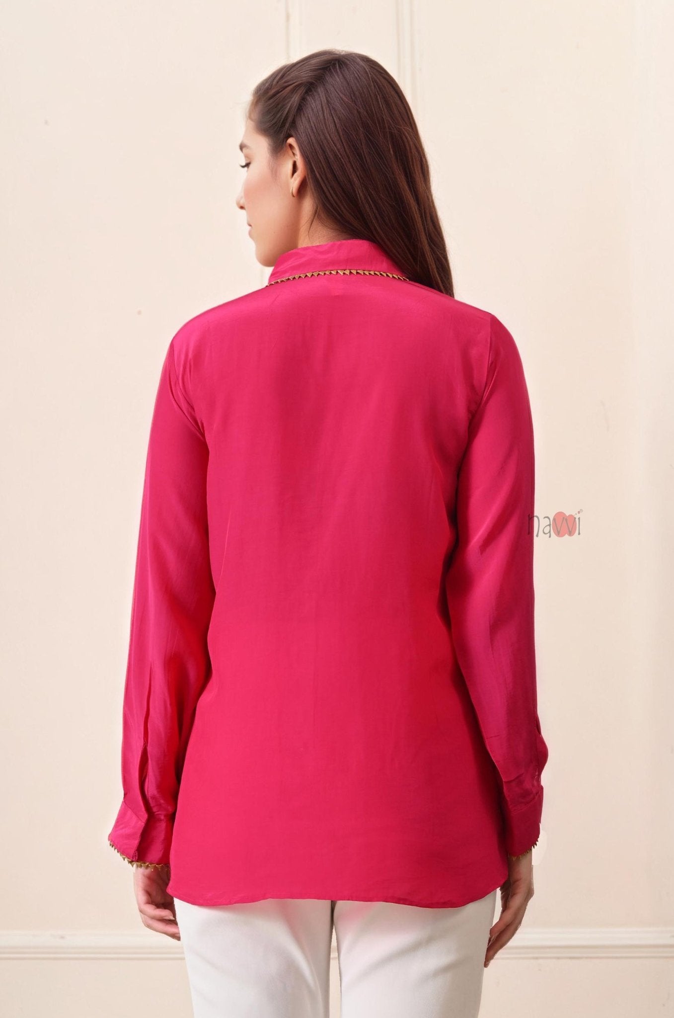Chic Pink Button - Down Shirt for Women - Navvi.in