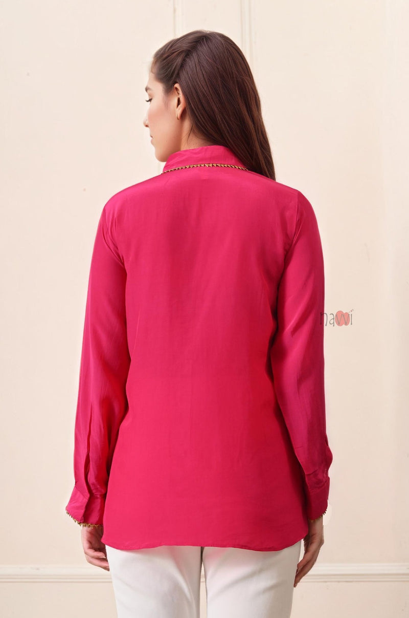 Chic Pink Button - Down Shirt for Women - Navvi.in
