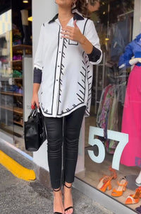 Chic Style White Printed Shirt - Navvi.in