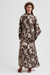 Coffee Persian Silk Dress - Navvi.in