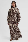 Coffee Persian Silk Dress - Navvi.in