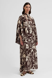 Coffee Persian Silk Dress - Navvi.in