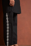 Comfy Duo Black Printed Embroidered Co - Ord Set - Navvi.in