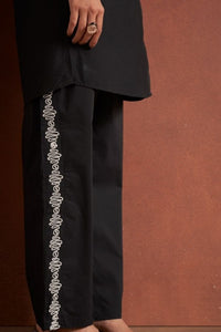 Comfy Duo Black Printed Embroidered Co - Ord Set - Navvi.in