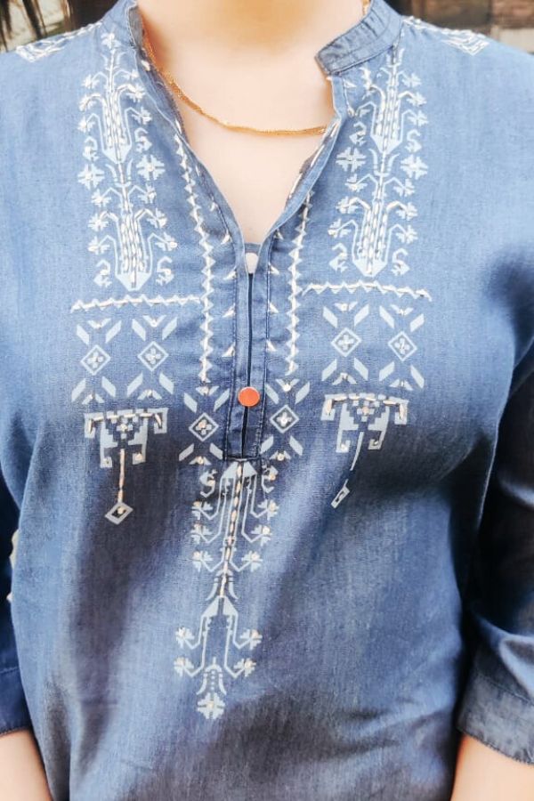 Cotton Denim Blue Top - Navvi.in