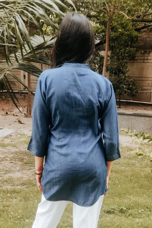 Cotton Denim Blue Top - Navvi.in