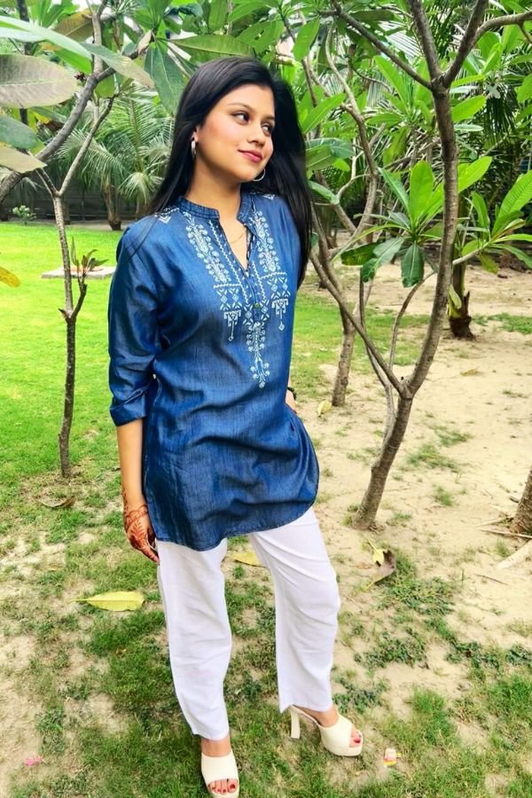 Cotton Denim Blue Top - Navvi.in