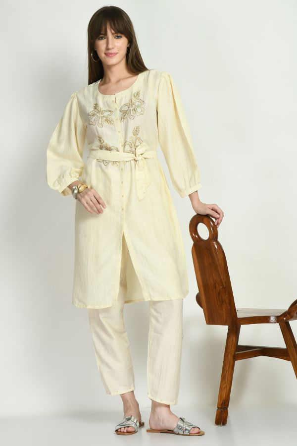 Cream Hand Work Coord Set - Navvi.in