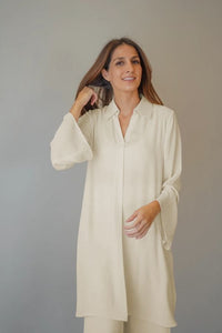 Cream Overlapping Co - Ord Set - Navvi.in