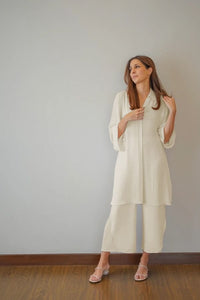 Cream Overlapping Co - Ord Set - Navvi.in