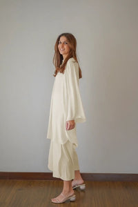 Cream Overlapping Co - Ord Set - Navvi.in