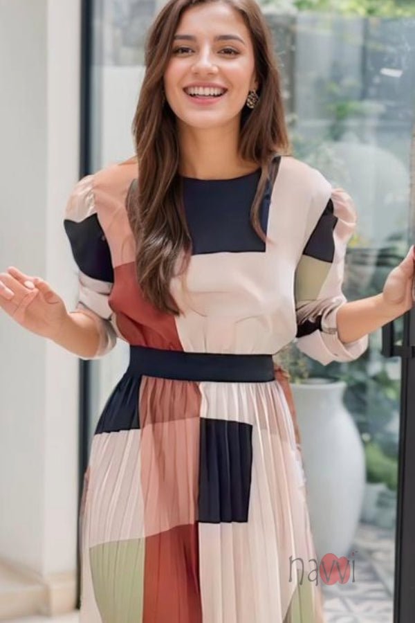 Crush Pattern Maxi Dress - Navvi.in