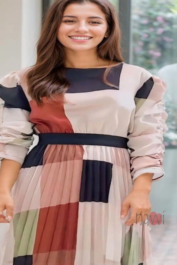 Crush Pattern Maxi Dress - Navvi.in