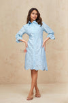 Sky Bloom Schiffli Shirt Dress