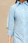 Sky Bloom Schiffli Shirt Dress