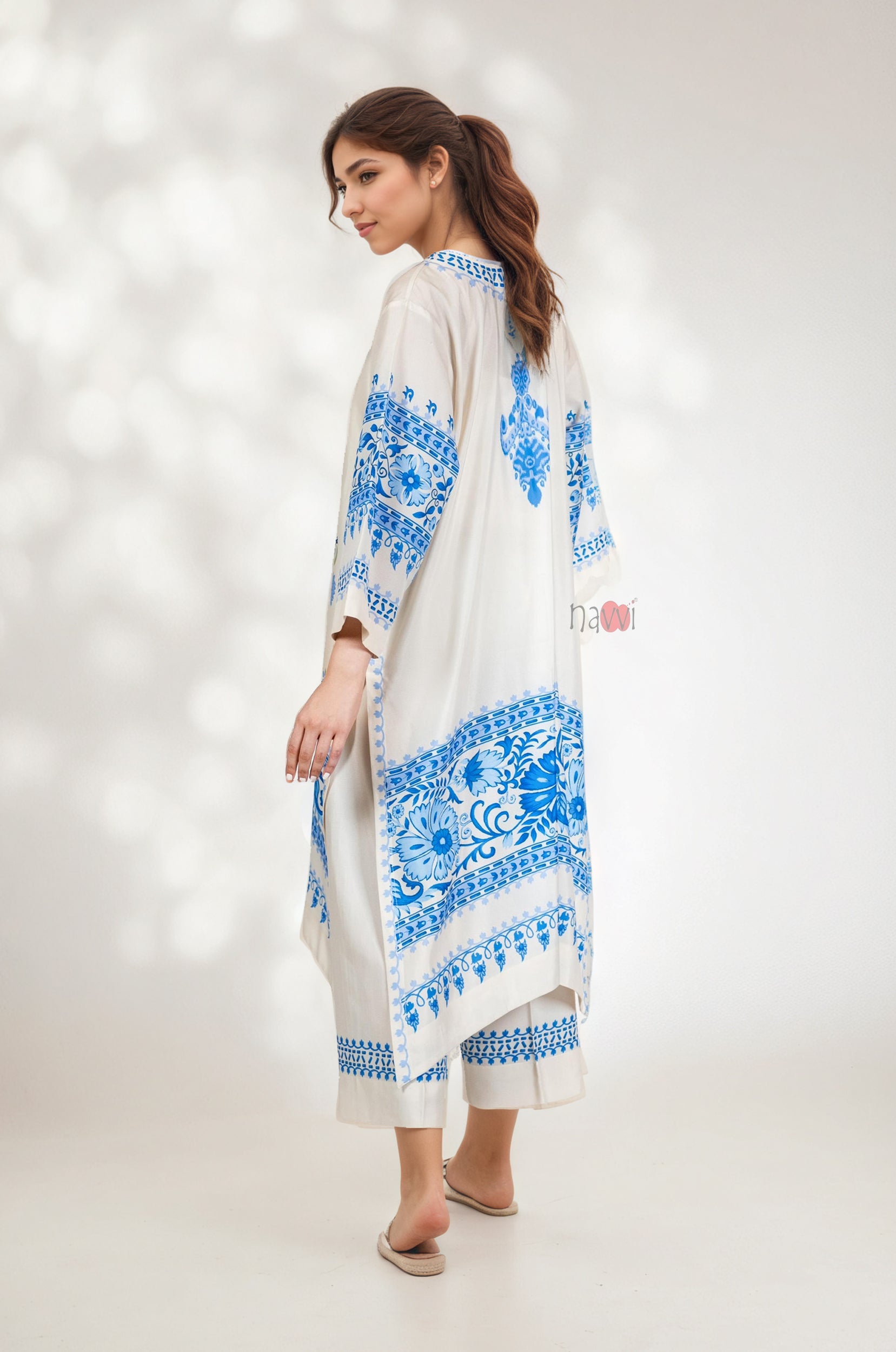 Sky Petals Printed Lawn Kurta Set