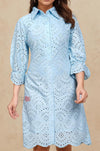 Sky Bloom Schiffli Shirt Dress