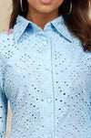 Sky Bloom Schiffli Shirt Dress