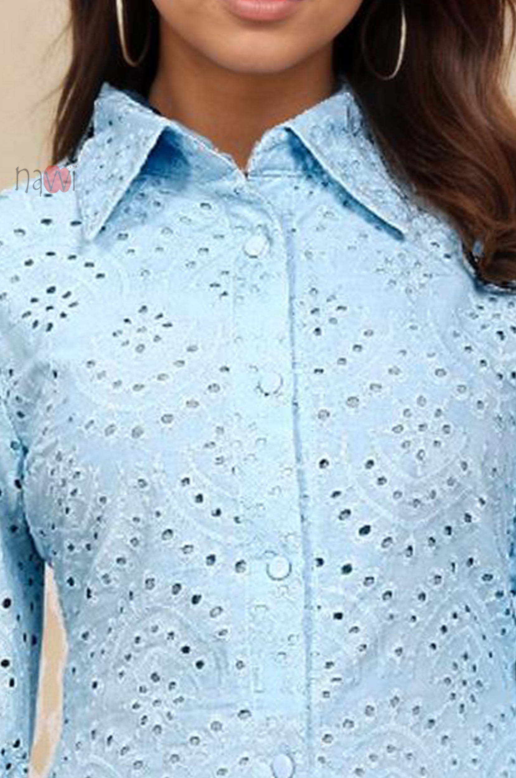 Sky Bloom Schiffli Shirt Dress