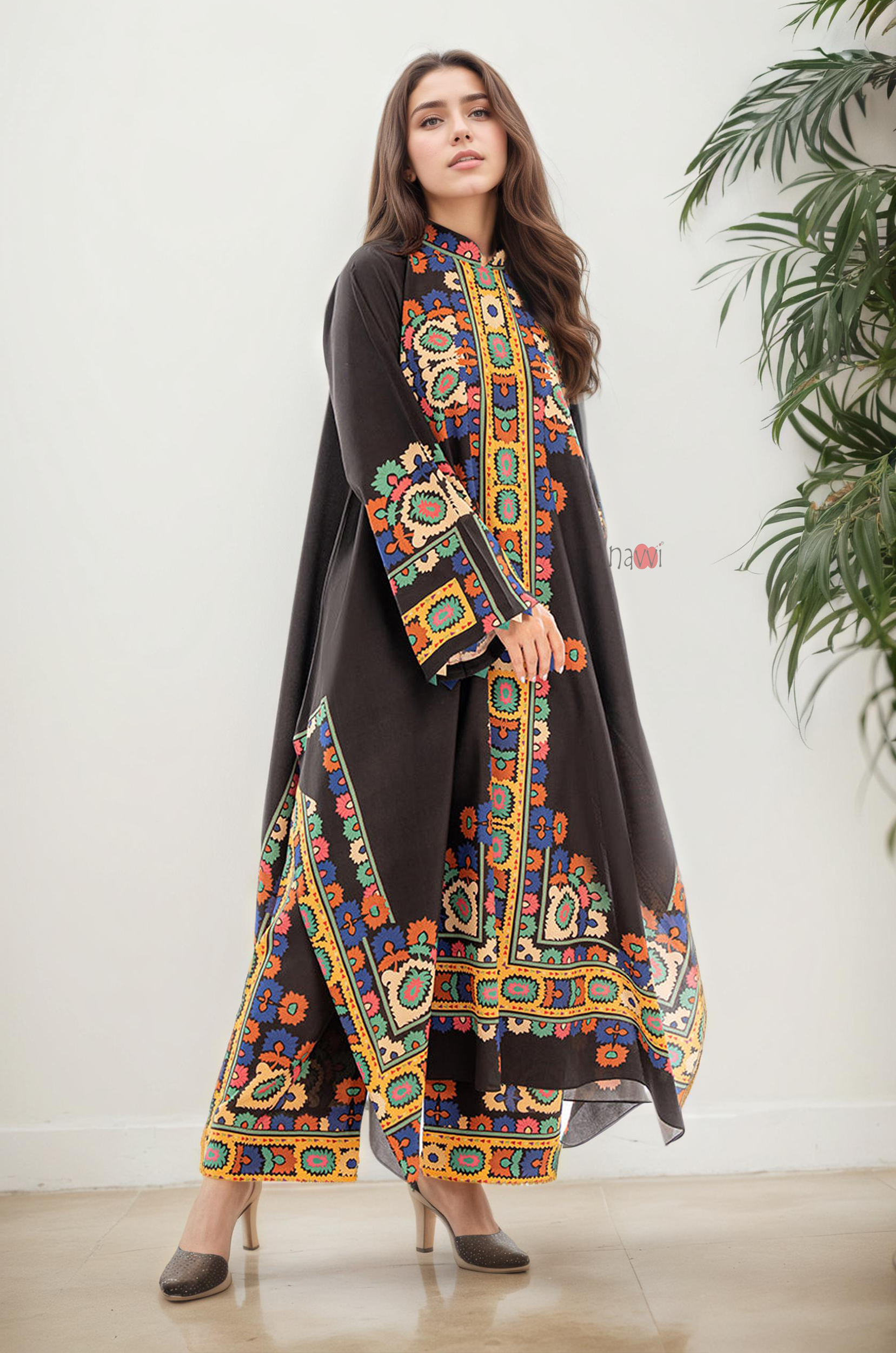 Boho Black Luxury Kurta Pant Set