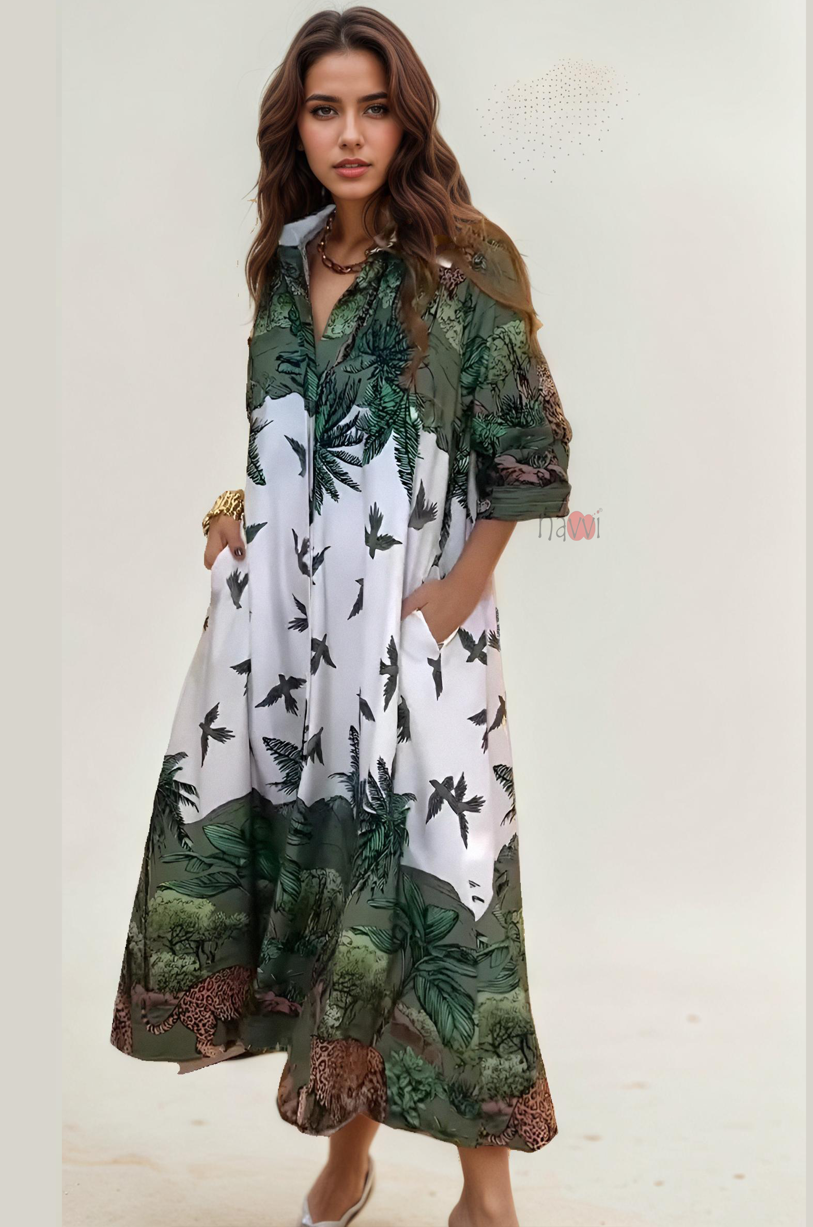 Jungle Muse Printed Shirt Dress for Women