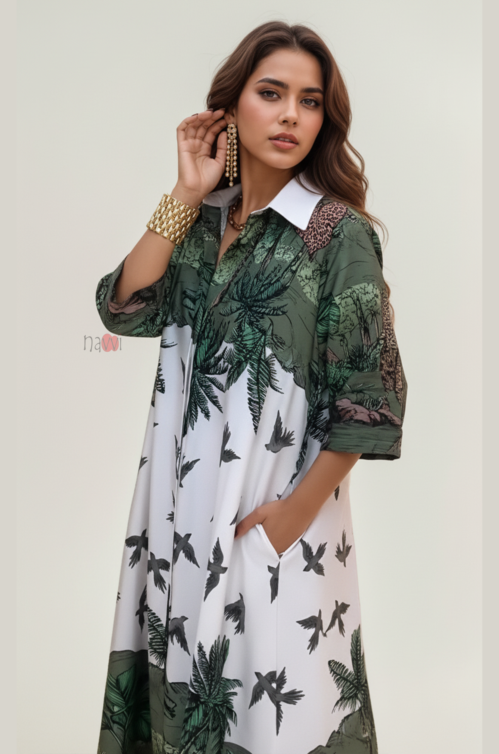 Jungle Muse Printed Shirt Dress for Women