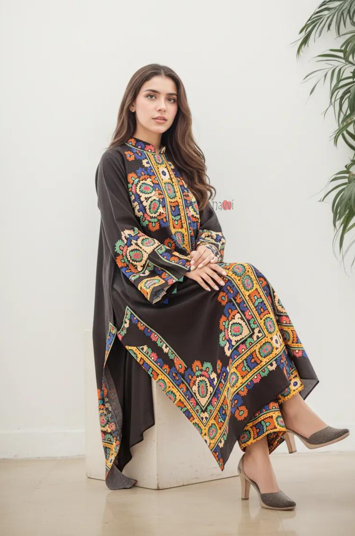 Boho Black Luxury Kurta Pant Set