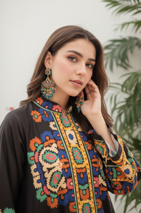Boho Black Luxury Kurta Pant Set