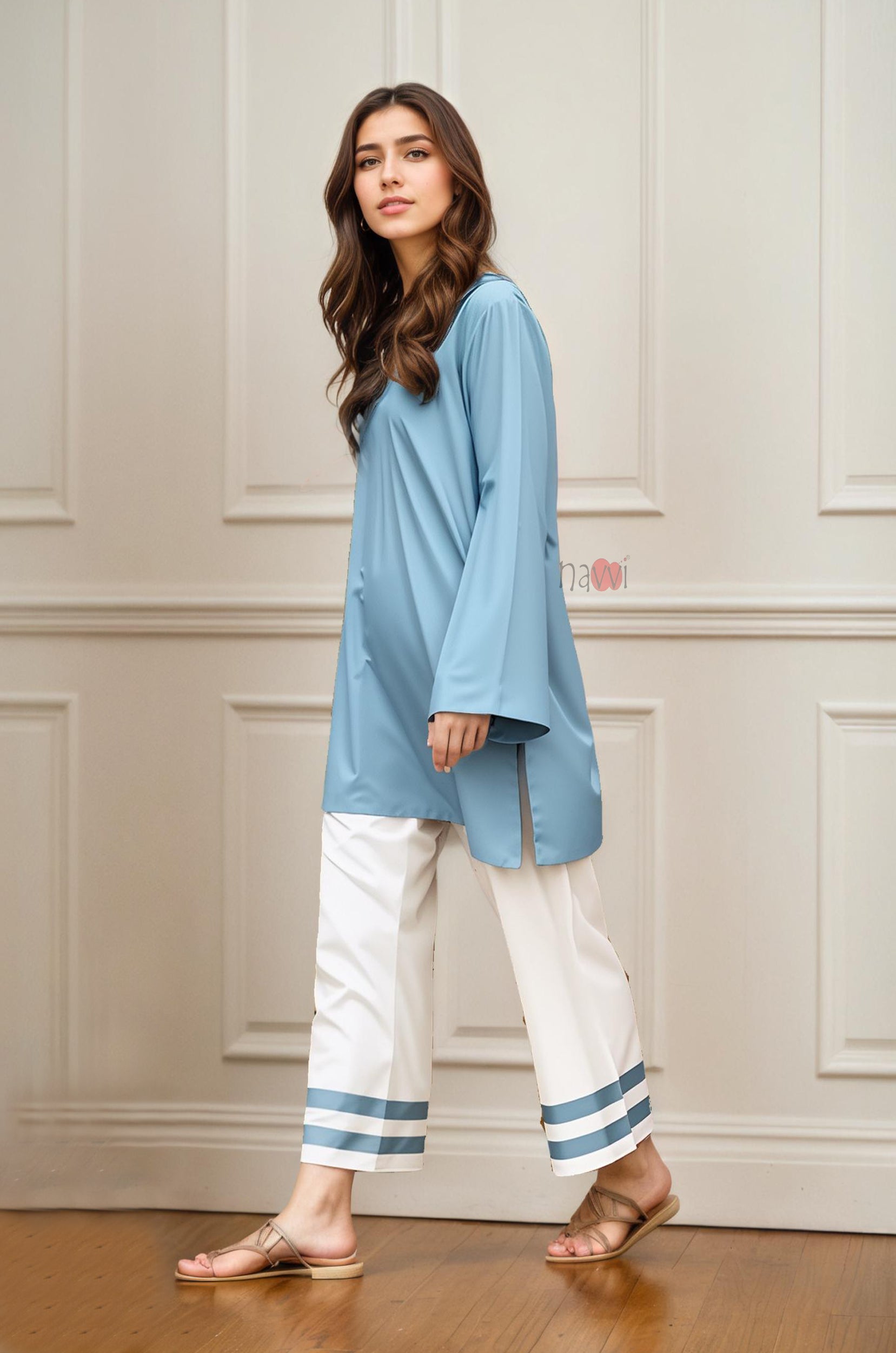 Pastel Co-ord Set with Wide Pant