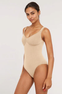 Diamond Neck Tummy Control Brief Bodysuit - Navvi.in