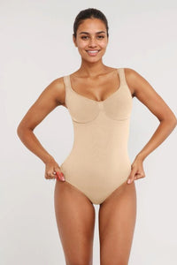 Diamond Neck Tummy Control Brief Bodysuit - Navvi.in